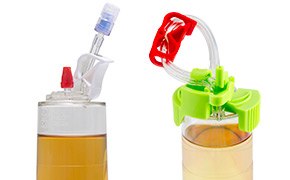 Sterility Test Sampling Solutions Needle guide and needle-free valve sterility test sampling solutions mounted on Steritest® NEO canisters.