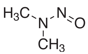 Chemical Structure of N-Nitrosodimethylamine Chemical Structural representation of N-Nitrosodimethylamine (NDMA)