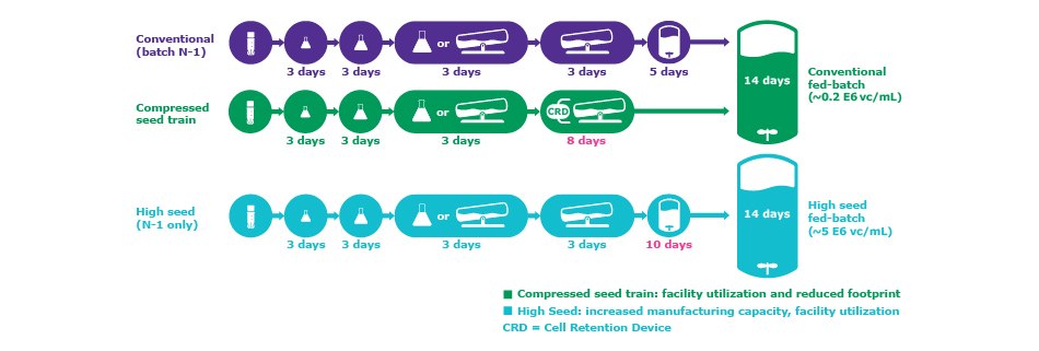 38406_Preparing_CHO_Cells_Whitepaper_Images_620x320 Comparison of a standard manufacturing process to processes that use N-1 perfusion in the seed train.