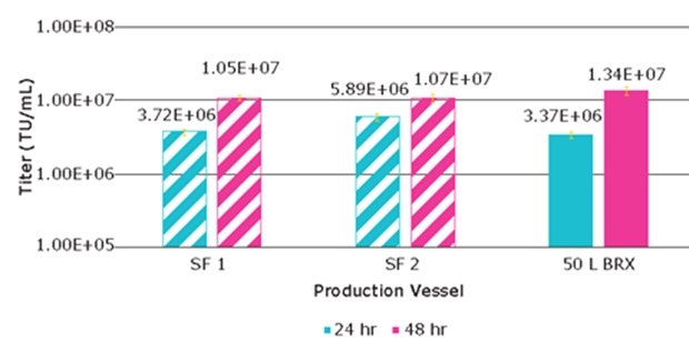 Lentivirus titer from VirusExpress® 293T cells produced via transient transfection, run 3 Lentivirus titer from VirusExpress® 293T cells produced via transient transfection