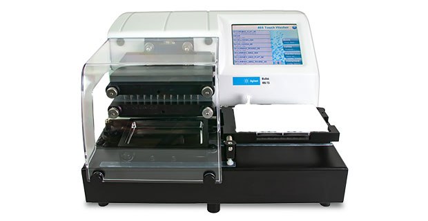 BioTek<sup>®</sup> 405™ TS Magnetic 96-Well Washer Front view of the BioTek® 405™ TS Magnetic 96-Well Washer with touch screen.