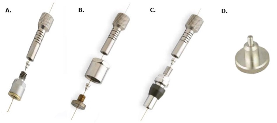 Siltite® fingertite® starter kit, injector fitting, and FID adapter installation on fused silica tubing for gas chromatography systems