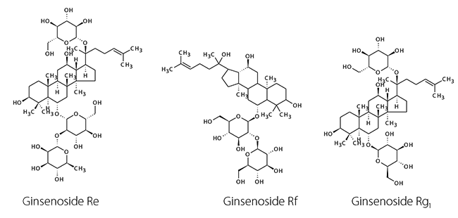 Chemical structures ginsenosides RE RF RG Chemical structures of the analyzed ginsenosides