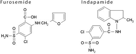 Furosemide indapamide Structures of Furosemide and Indapamide