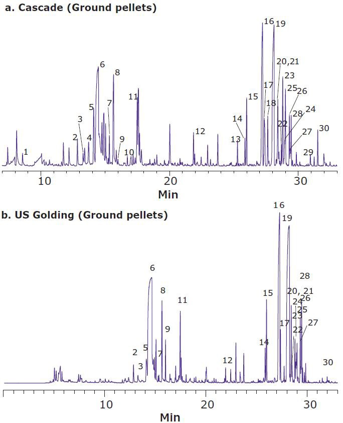 Headspace SPME-GC/MS Analysis of Hops Pellets Using Final Optimized Method Headspace SPME-GC/MS Analysis of Hops Pellets Using Final Optimized Method