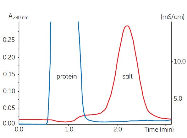 Buffer exchange of mouse plasma (10 mL) on HiPrep™ 26/10 Desalting. Buffer exchange of mouse plasma (10 mL) on HiPrep™ 26/10 Desalting.