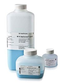 Ni Sepharose excel for purification of histidine-tagged proteins secreted into eukaryotic cell culture supernatants; it is available in 25 mL, 100 mL, and 500 mL volumes. Ni Sepharose excel