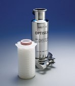 Durapore ® 0,22 µm, cartucho Optiseal® Chemistry: Hydrophilic Polyvinylidene Fluoride (PVDF) Configuration: 4 in.
