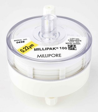 Millipak&#174; Filter 0.22 &#956;m membrane filter. Removes particulates and bacteria from pure water before entering the analyzer. For AFS&#174; systems.