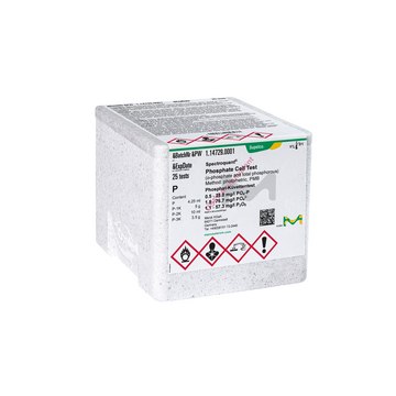 Phosphate Cell Test photometric, 0.5-25.0&#160;mg/L (PO4-P), 1.5-76.7&#160;mg/L (PO43-), 1.1-57.3&#160;mg/L (P2O5), Spectroquant&#174;