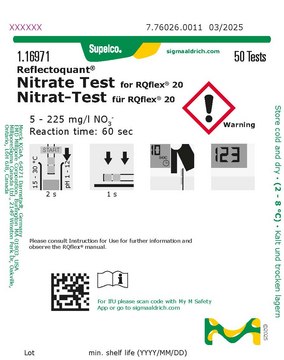 Nitrate Test reflectometric, 5-225&#160;mg/L (NO3-), for use with REFLECTOQUANT&#174;