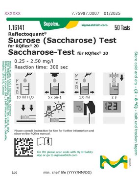 Sucrose (Saccharose) Test reflectometric, 0.25-2.50&#160;g/L (sucrose), for use with REFLECTOQUANT&#174;