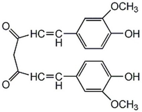 Curcumin, Curcuma longa L. A cell-permeable and irreversible antitumor and anti-inflammatory agent that acts as an inhibitor of 5-lipoxygenase (IC50 = 8 &#181;M) and cyclooxygenase (IC50 = 52 &#181;M).