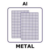 Aluminum mesh, 150x150mm, nominal aperture 0.38mm, wire diameter 0.25mm, 40x40 wires/inch, open area 37%, plain weave mesh