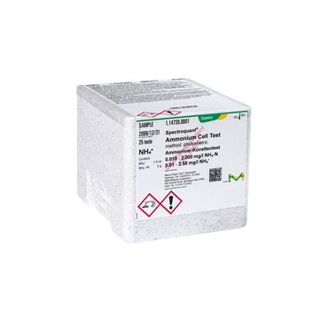 Ammonium Cell Test photometric, 0.010-2.000&#160;mg/L (NH4-N), 0.013-2.571&#160;mg/L (NH4+), Spectroquant&#174;