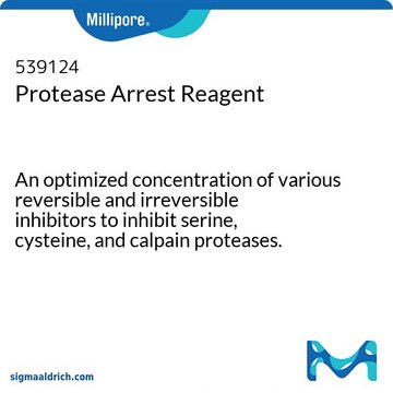 Protease Arrest Reagent An optimized concentration of various reversible and irreversible inhibitors to inhibit serine, cysteine, and calpain proteases.