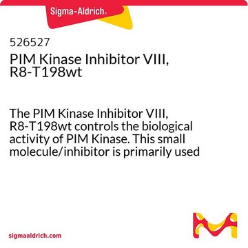 PIM Kinase Inhibitor VIII, R8-T198wt The PIM Kinase Inhibitor VIII, R8-T198wt controls the biological activity of PIM Kinase. This small molecule/inhibitor is primarily used for Cancer applications.