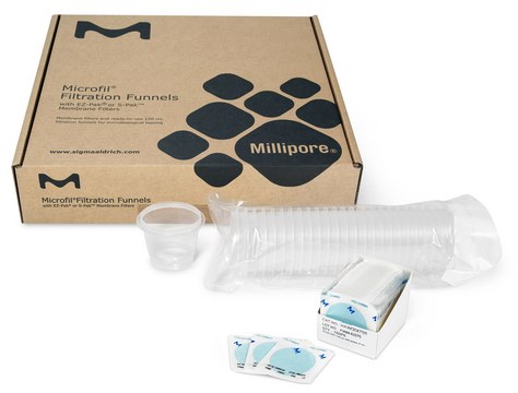 Microfil&#174; funnel with S-Pak&#174; sample volume 100 mL, mixed cellulose esters (MCE), pore size 0.45&#160;&#956;m, filter diam. 47&#160;mm, white filter, gridded filter