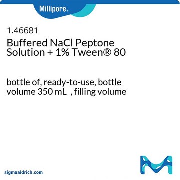 Buffered Sodium Chloride Peptone Solution with Neutralizers Tween® 1 %, bottle capacity 500 mL, bottle filling volume 350 mL, closure type, Blue screw cap with septum and protector, pack of 6 bottles