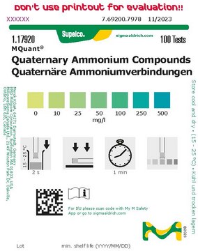 Quaternary Ammonium Compounds colorimetric, 10-500&#160;mg/L (quaternary ammonium), MQuant&#174;
