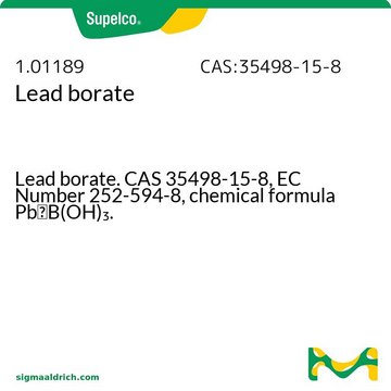 Lead borate Lead borate. CAS 35498-15-8, EC Number 252-594-8, chemical formula PbxB(OH)3.