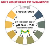 pH-indicator paper pH 5.4 - 7.0 Special indicator roll L 4.8 m , with color scale, pH range 5.4-7.0, graduations and accuracy accuracy: 0.4 pH unit, MQuant®