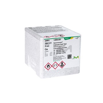 Calcium Cell Test photometric, 10-250&#160;mg/L (Ca), 14-350&#160;mg/L (CaO), 25-624&#160;mg/L (CaCO3), Spectroquant&#174;