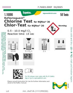 Chlorine Test reflectometric, 0.5-10.0&#160;mg/L (Cl2), for use with REFLECTOQUANT&#174;