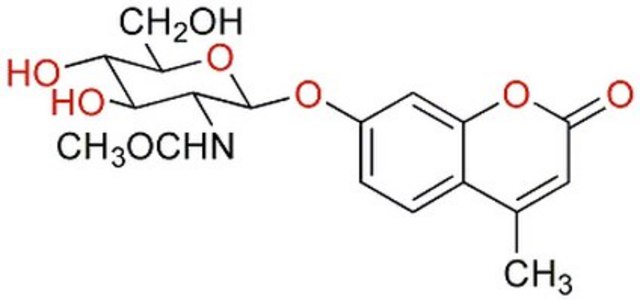 4-Methylumbelliferyl-N-acetyl-β-D-glucosaminide Ultrasensitive, fluorogenic substrate for assays of N-acetyl-β-D-glucosaminidase.