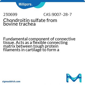 Chondroitin sulfate from bovine trachea Fundamental component of connective tissue. Acts as a flexible connecting matrix between tough protein filaments in cartilage to form a polymeric system. Mixture of chondroitin sulfates A, C, D, and E.