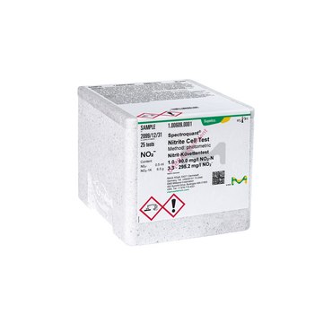 Nitrite Cell Test photometric, 1.0-90.0&#160;mg/L (NO2-N), 3.3-295.2&#160;mg/L (NO2-), Spectroquant&#174;