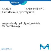 Lactalbumin hydrolysate enzymatically hydrolyzed, suitable for microbiology