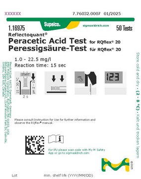 Peracetic Acid Test reflectometric, 1.0-22.5&#160;mg/L (peracetic acid), for use with REFLECTOQUANT&#174;