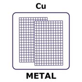 Copper mesh, 65x65mm, nominal aperture 0.2mm, thickness 0.004mm, wire diameter 0.0125mm, 118 wires/inch, open area 88%, electro-formed mesh