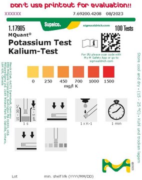 Potassium Test colorimetric, 250-1500&#160;mg/L (K), MQuant&#174;