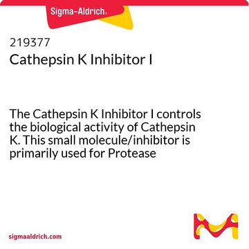 Cathepsin K Inhibitor I The Cathepsin K Inhibitor I controls the biological activity of Cathepsin K. This small molecule/inhibitor is primarily used for Protease Inhibitors applications.