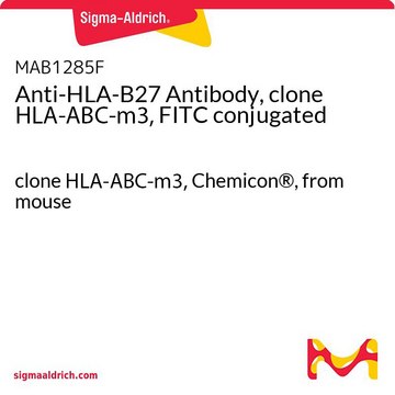 Anti-HLA-B27,Cln HLA-ABC-m3 FITC (mouse monoclonal) clone HLA-ABC-m3, Chemicon&#174;, from mouse