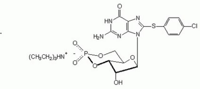 Guanosine-3&#8242;-5&#8242;-cyclic Monophosphate, 8-(4-Chlorophenylthio)-, Triethylammonium Salt Selective membrane-permeable activator of protein kinase G that has a higher activation potential than cGMP.