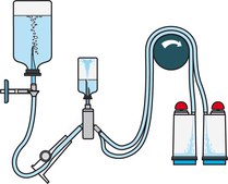 Steritest® NEO Device For soluble powders in vials., Blue base canister with a vented double needle for small vials with septa.