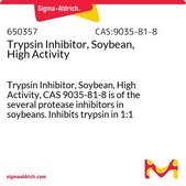 Trypsin Inhibitor, Soybean, High Activity Trypsin Inhibitor, Soybean, High Activity, CAS 9035-81-8 is of the several protease inhibitors in soybeans. Inhibits trypsin in 1:1 stoichiometry.