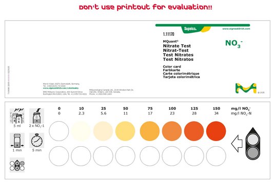 Nitrate Test colorimetric, 10-150&#160;mg/L (NO3-), for use with MQUANT&#174;