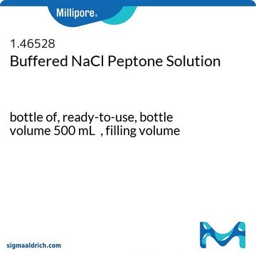Buffered Sodium Chloride Peptone Solution bottle capacity 500&#160;mL, bottle filling volume 500&#160;mL, closure type, White crimp cap with septum, pack of 6&#160;bottles