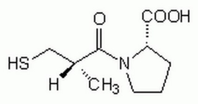 Captopril An antihypertensive agent that competitively inhibits angiotensin-converting enzyme (ACE; IC50= 23-35 nM) and acts as a reversible and competitive inhibitor of LTA4 hydrolase (IC50 = 11 µM).